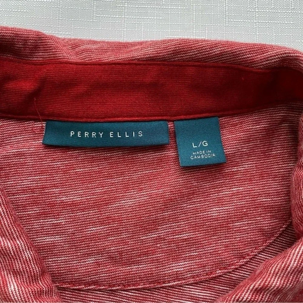 Perry Ellis Men's Short Sleeve Polo Shirt Color Heather Red Size Large - Picture 3 of 5